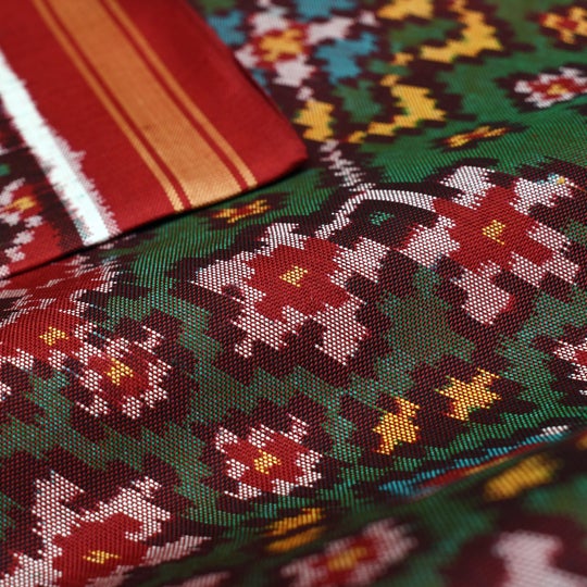 patola silk dress material Pure silk patola print full dress material