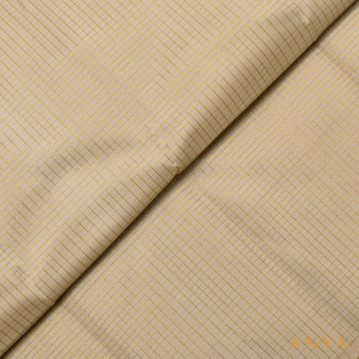 Off White Kanchi Silk Fabric with Zari Checks Design