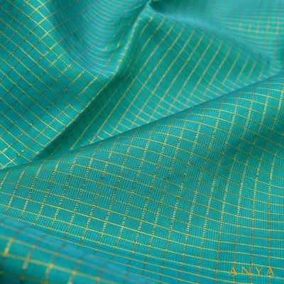 Anandha Dhratchai Kanchi Silk Fabric with Zari Checks Design
