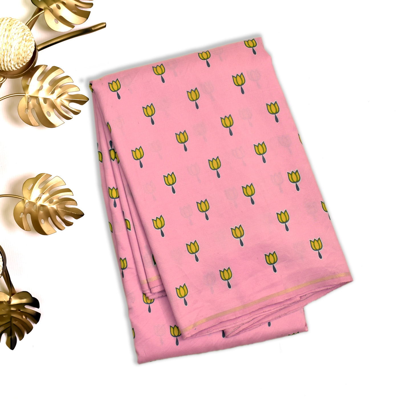 Pink Printed Kanchi Silk Saree with Lotus Printed Design