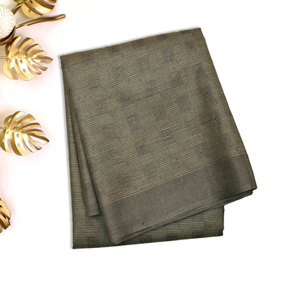 Olive Green Tussar Silk Saree with Thread Design