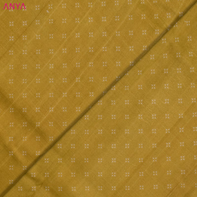 Mustard Tussar Silk Fabric with Printed Design