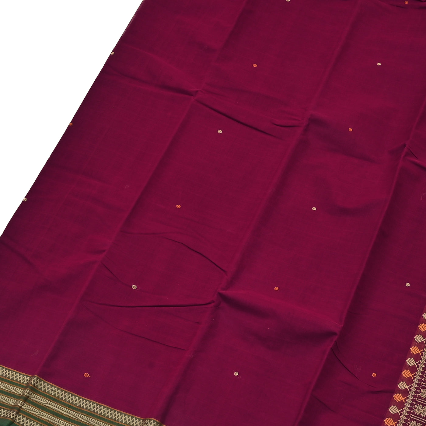 Maroon Kanchi Cotton Saree with Thread Butta Design