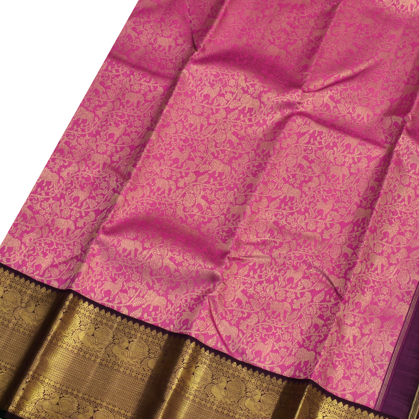 Pink Kanchipuram Silk Saree with Vanasingaram Design