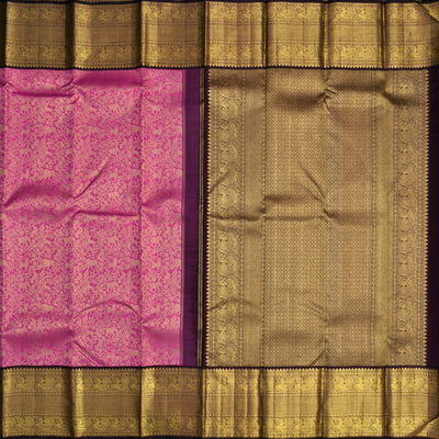 Pink Kanchipuram Silk Saree with Vanasingaram Design