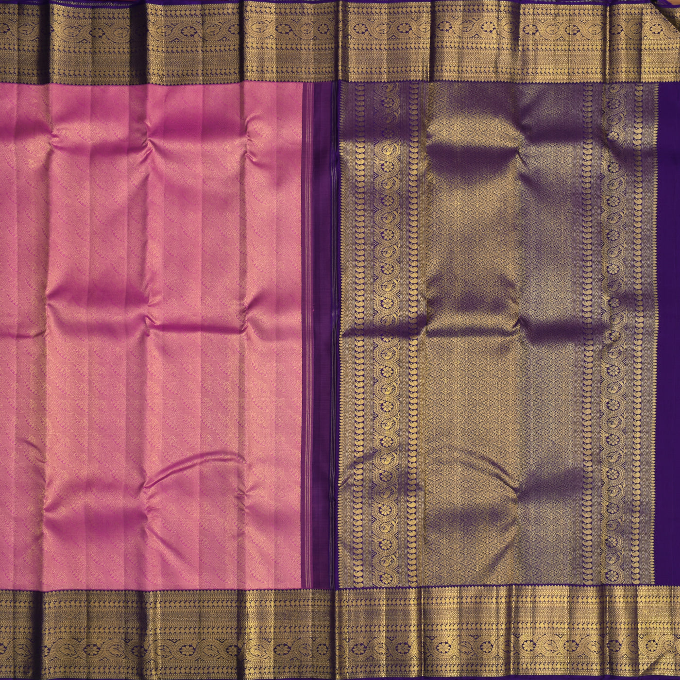 Onion Pink Kanchipuram Silk Saree with Zari Creeper Design
