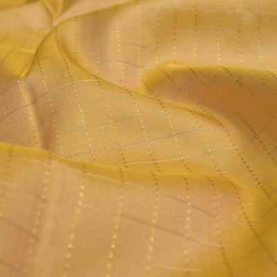 Mustard Kanchi Silk Fabric with Small Zari Checks Design