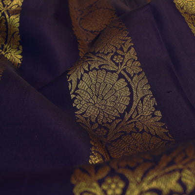 Dark Purple Kanchi Silk Fabric with Kodi Creeper Design