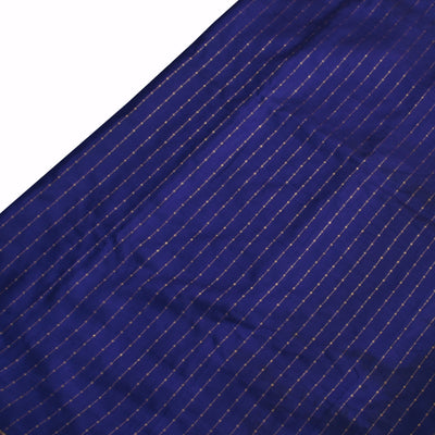 Ms Blue Pen Kalamkari Silk Saree with Dots and Stripes Design