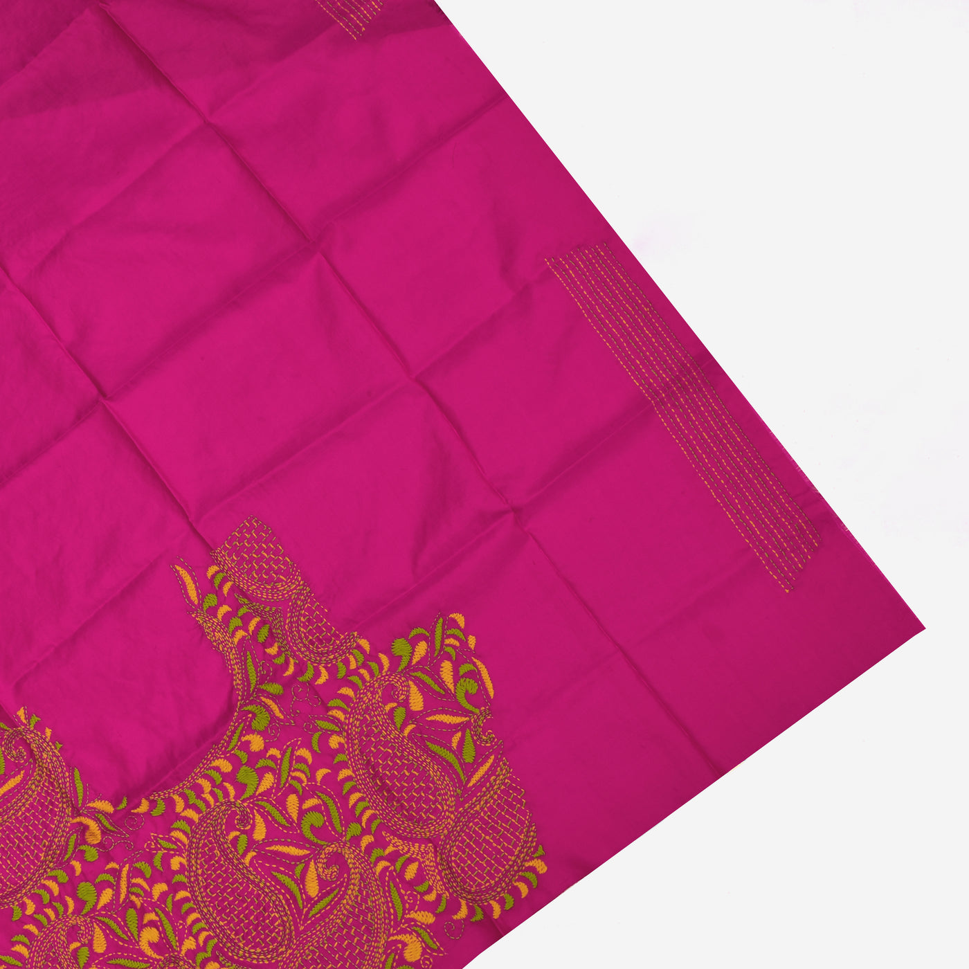 Black Checks Kanchi Silk Saree with Pink Embroidery Blouse