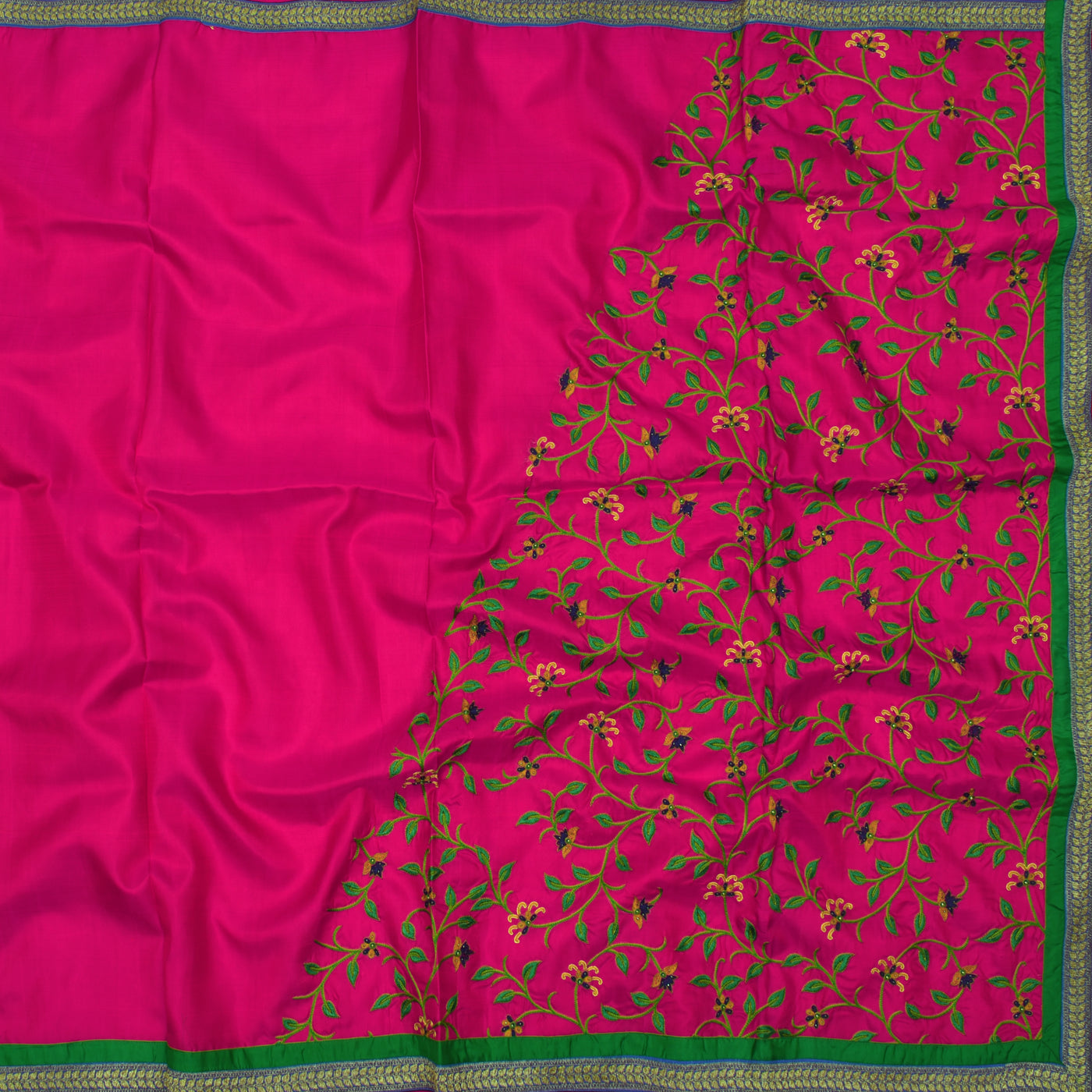 Pink Embroidery Silk saree with Floral Design