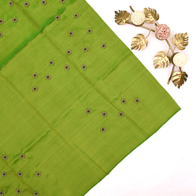 Samaga green Embroidery Kanchi Silk with Red Georgette Half & Half Saree