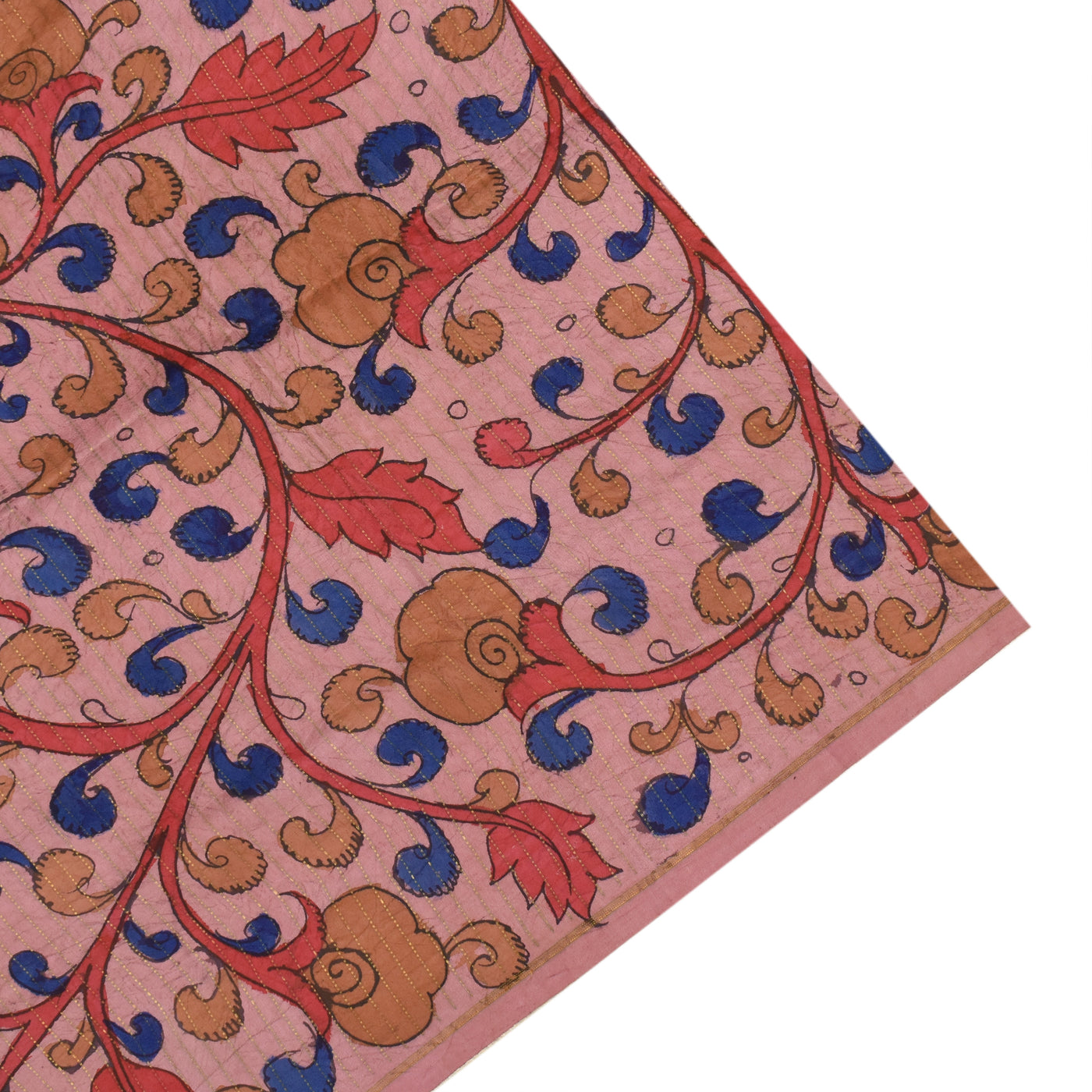 Ms Blue Pen Kalamkari Kanchi Silk Saree