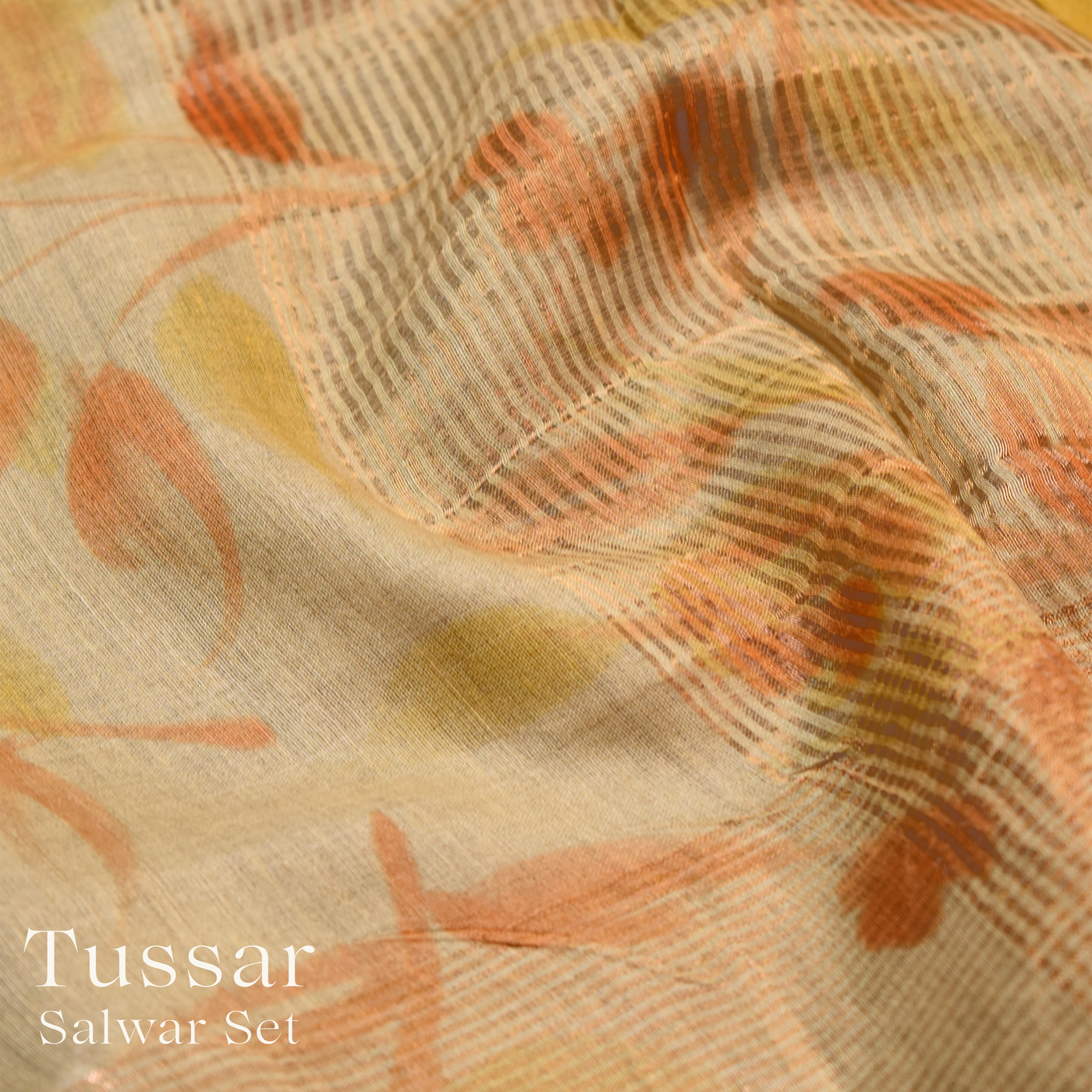 Light Yellow Tussar Silk Salwar with Floral Design