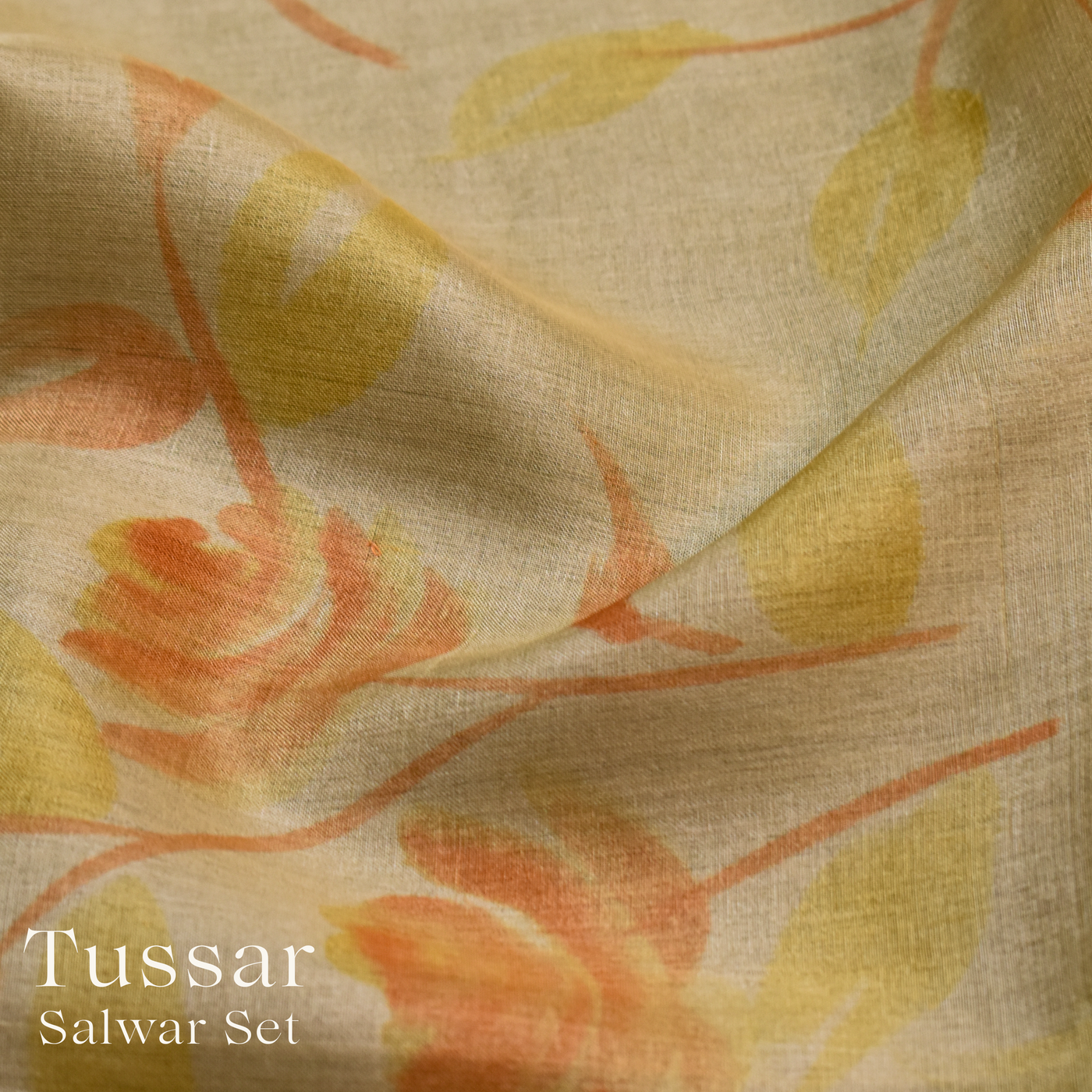 Light Yellow Tussar Silk Salwar with Floral Design