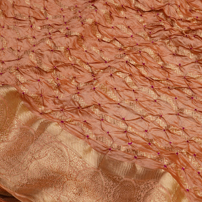 Peach Bandhani Banarasi Silk Saree