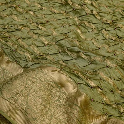 Mint Green Bandhani Banarasi Silk Saree