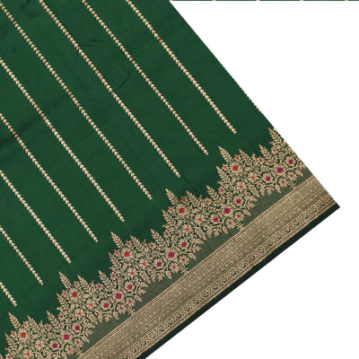 Bottle Green Banarasi Silk Saree with Getty Self Pallu