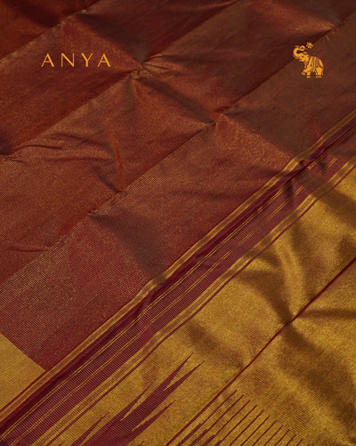 Maroon Kanchi Silk Saree with Small Zari Kattam Design