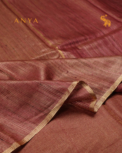 Arakku Red Tussar Silk Saree with Stripes Design