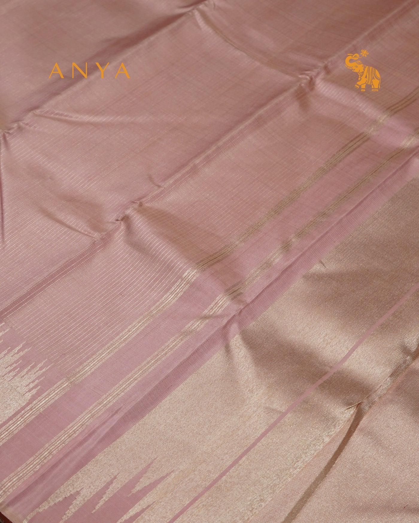 Baby Pink Kanchi Silk Saree with Small Zari Checks Design