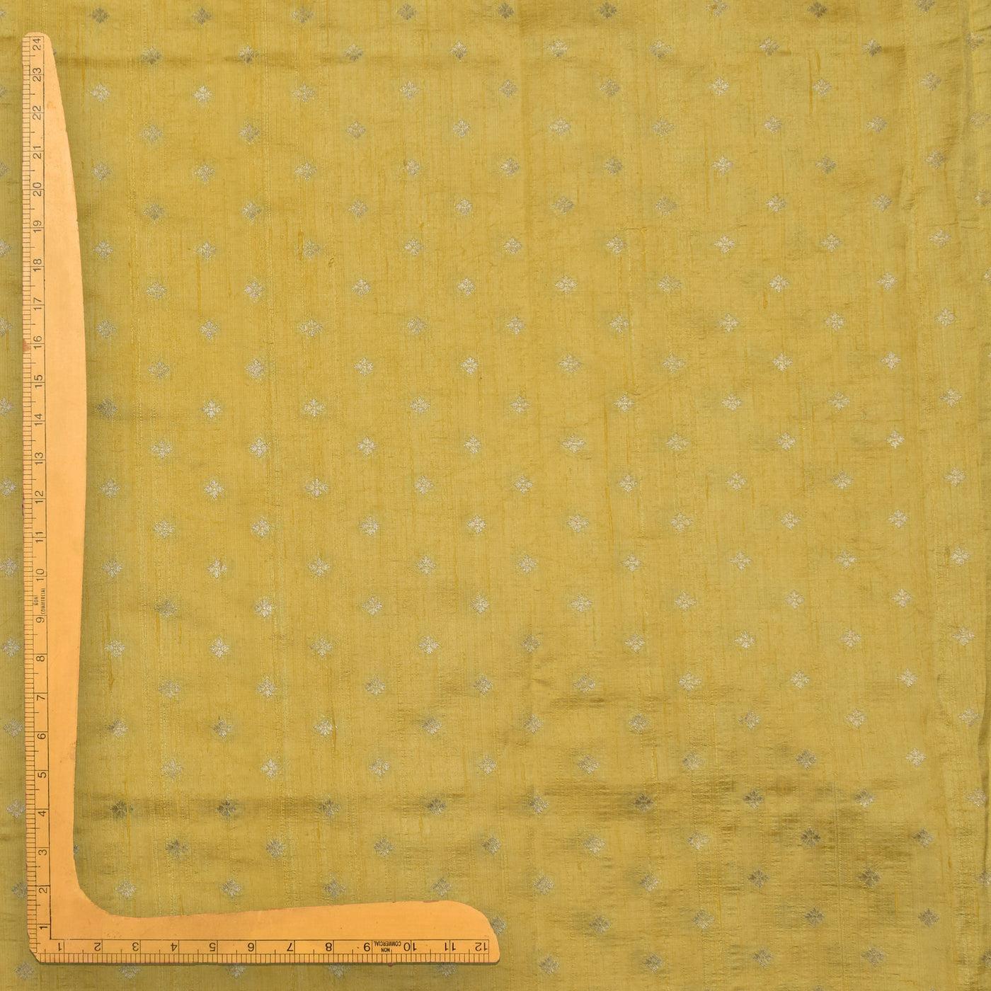 Yellow Banarasi Tussar Raw Silk Fabric with Flower Butta Design