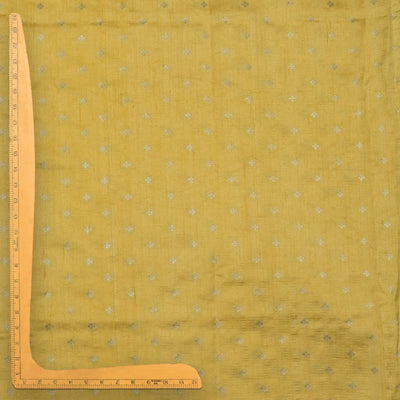 Yellow Banarasi Tussar Raw Silk Fabric with Flower Butta Design