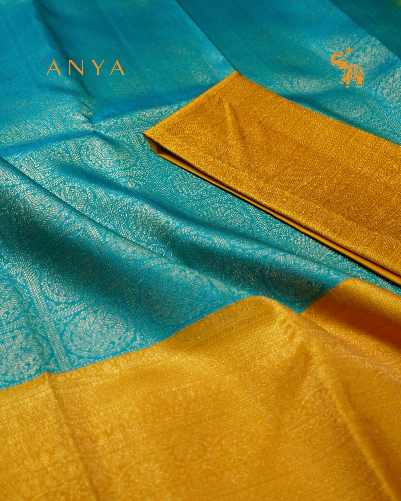 Rexona Kanchi Silk Skrit Fabric with Yellow Kanchi Silk Blouse Fabric