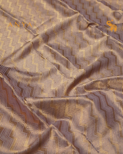 Lilac Tissue Banarasi Silk Fabric with Zig Zag Design