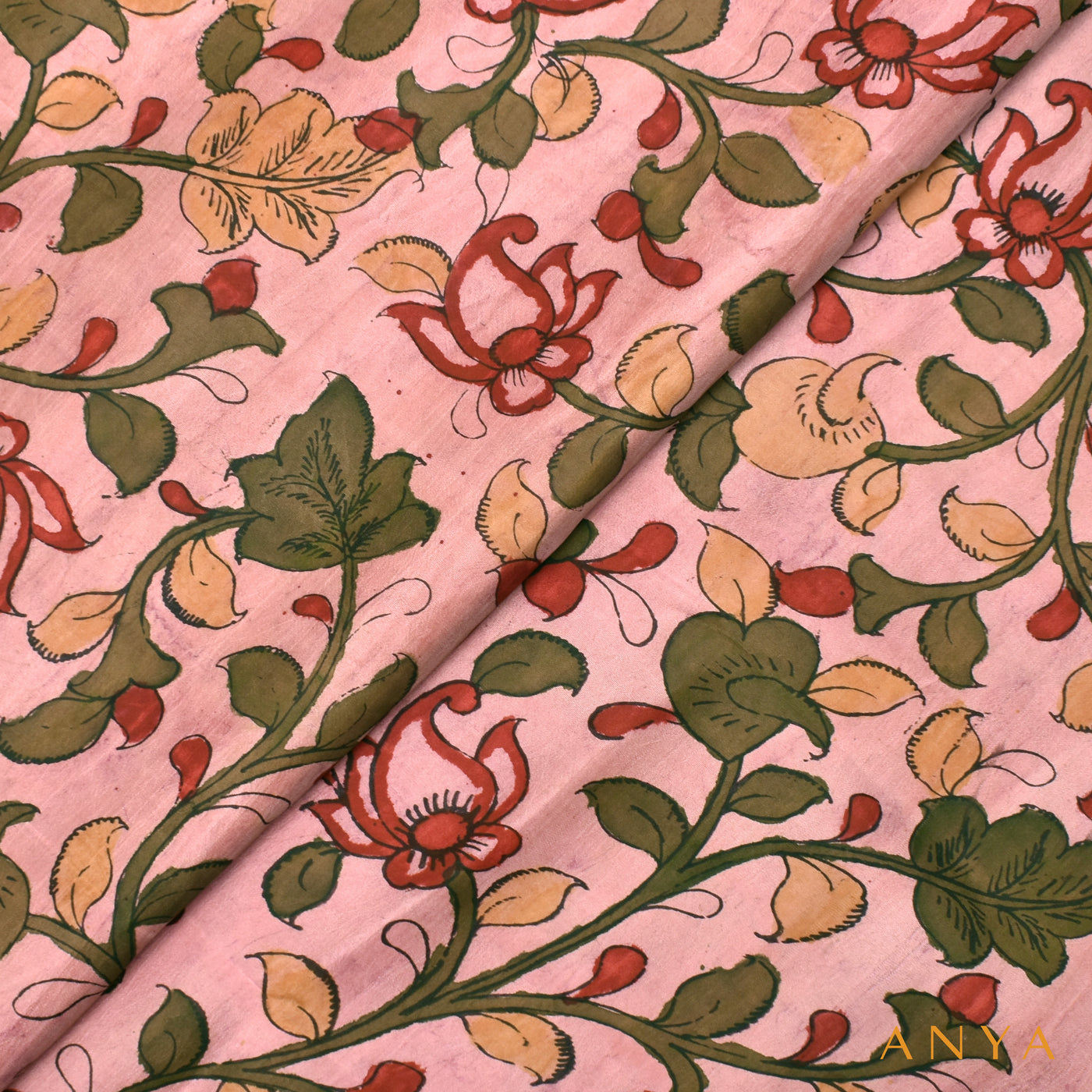 Pink Pen Kalamkari Fabric