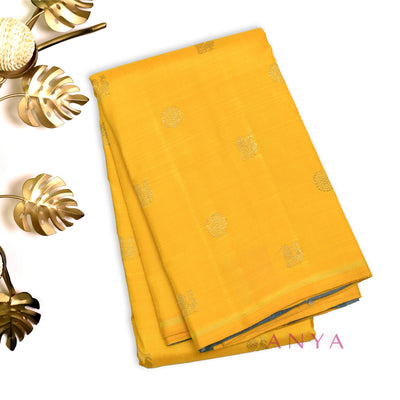 Mustard Kanchipuram Silk Saree with Mayil Chakaram Design