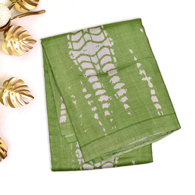 Chutney Green Tussar Silk Saree with Shibori Print Design