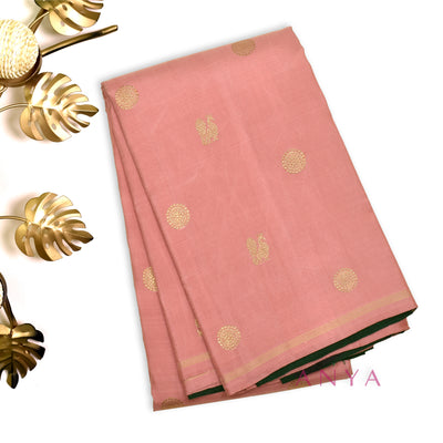 Onion Pink Kanchipuram Silk Saree with Mayil Chakaram Design