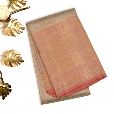 Onion Pink Kanchipuram Silk Saree with Golden Zari Design