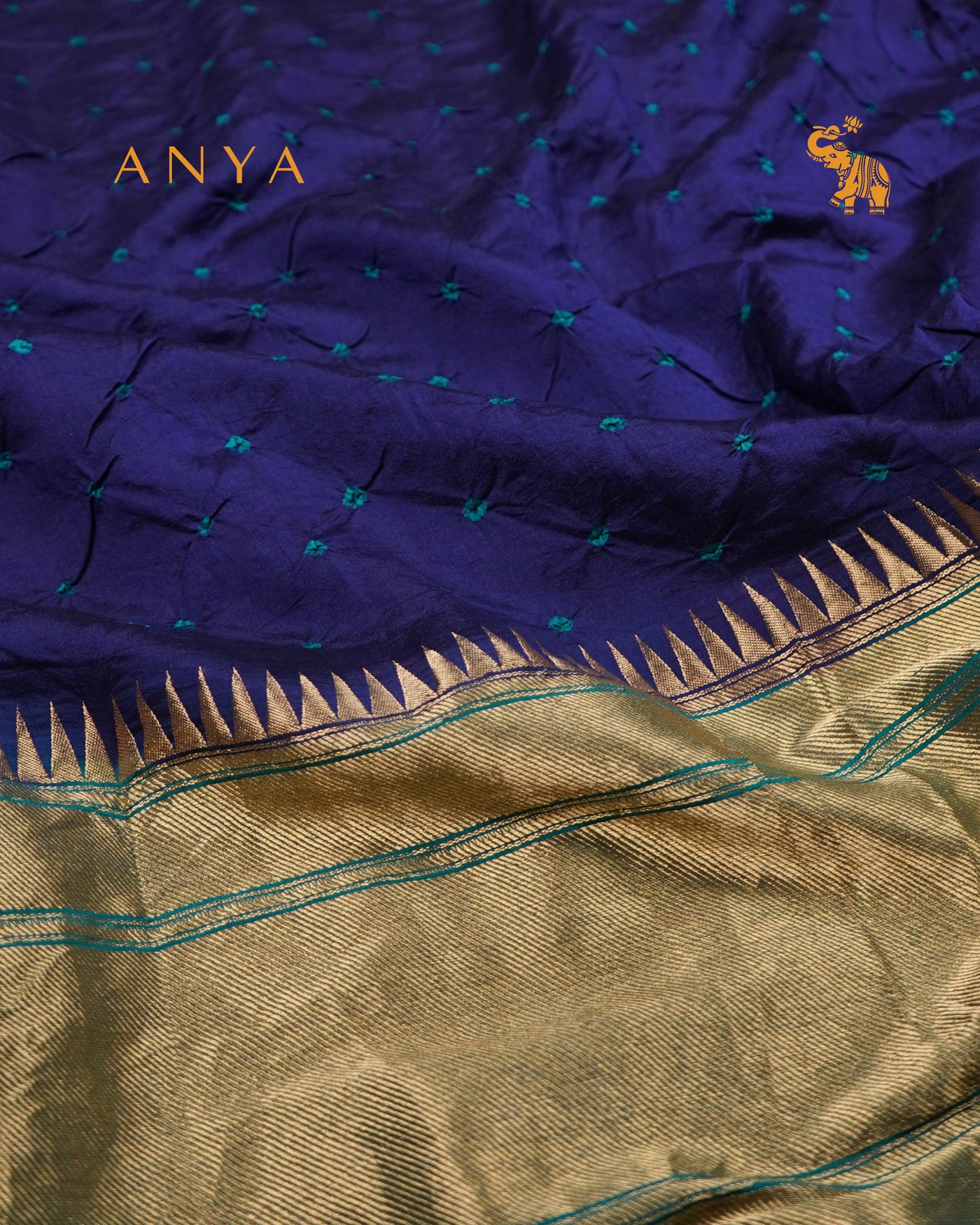 Navy Blue Bhandhini Silk Fabric