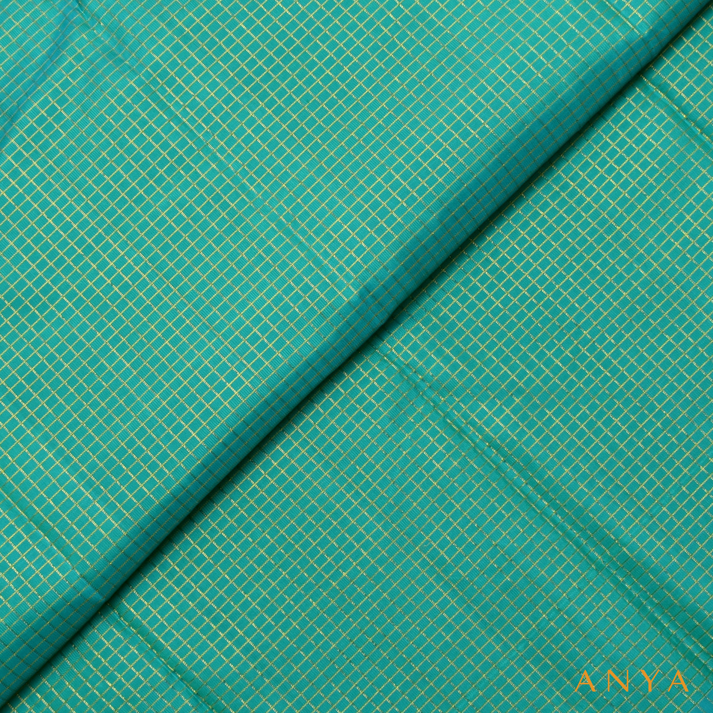 Anandha Dhratchai Kanchi Silk Fabric with Zari Checks Design