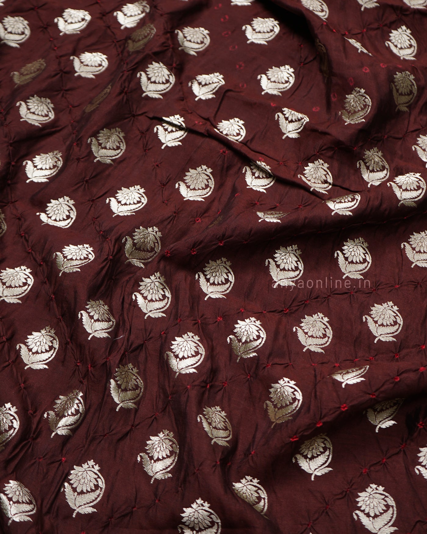 V Pakku Bhandhini Silk Fabric with Flower Butta Design
