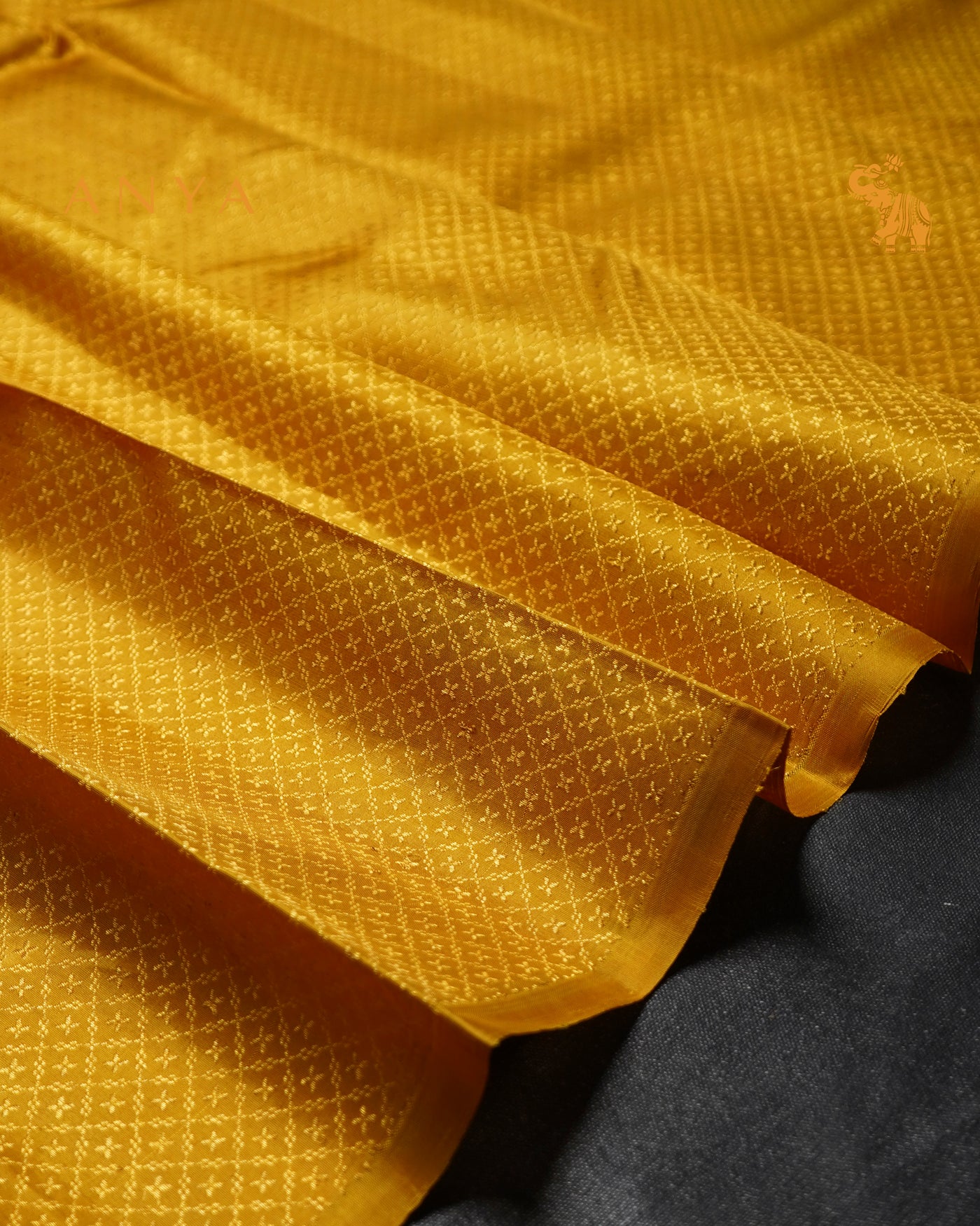 Mustard Kanchi Silk Fabric with Jacquard Design