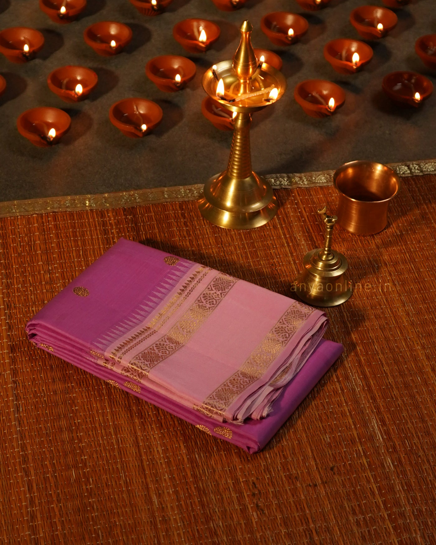 Lavender Kanchi Classic Saree with Zari Butta Design