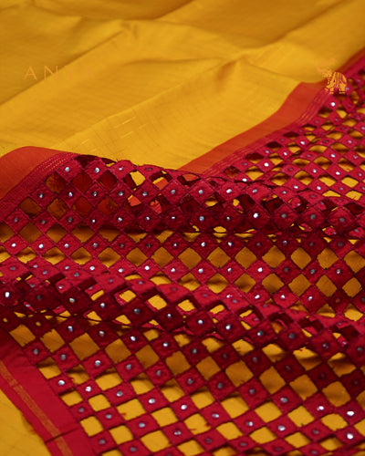 Yellow Kanchi Silk Saree with Zari Kattam Design