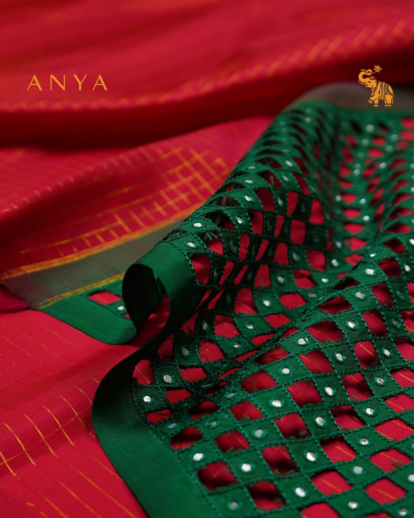 Red Kanchi Silk Saree with Zari Kattam Design