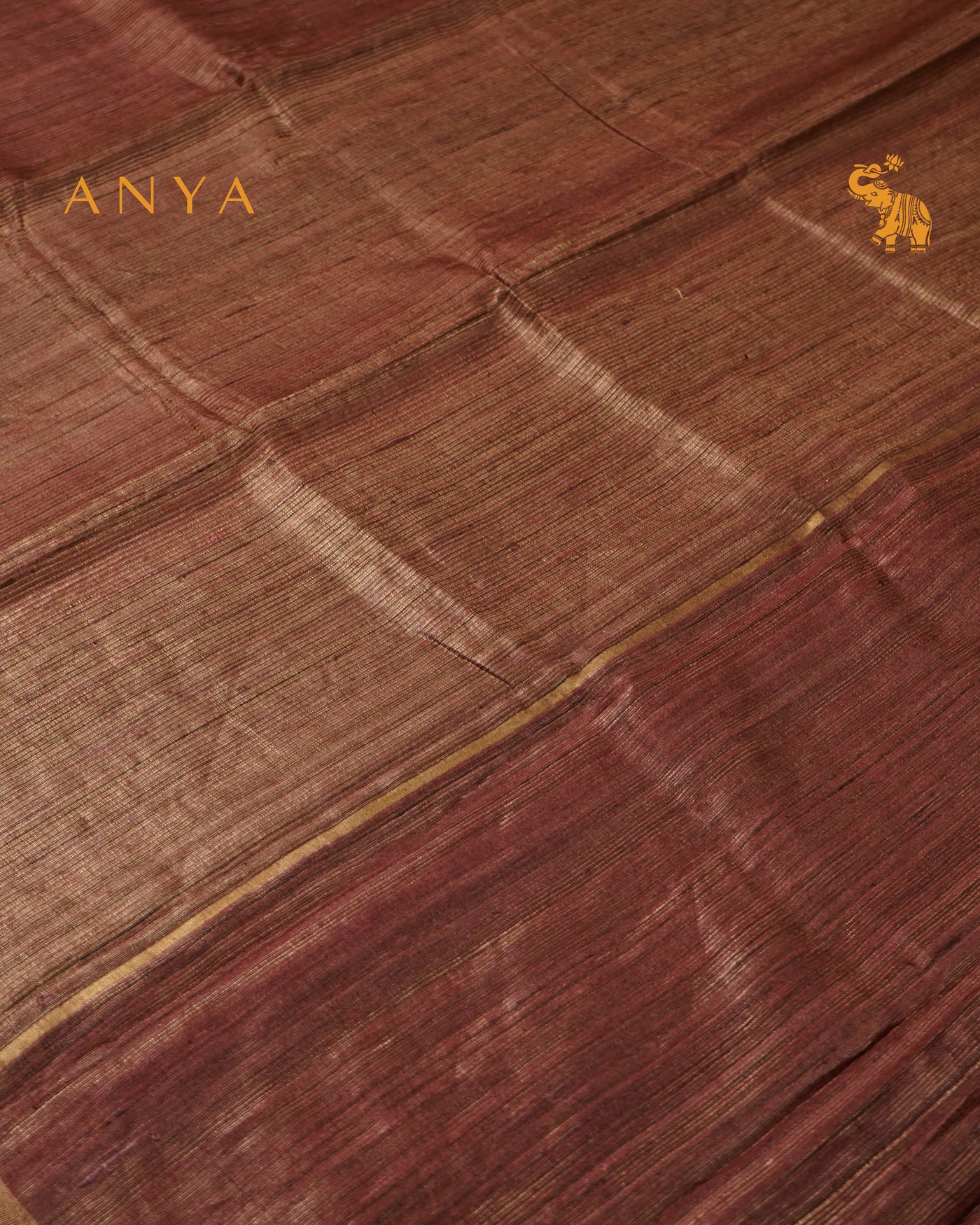 Arakku Red Tussar Silk Saree with Stripes Design