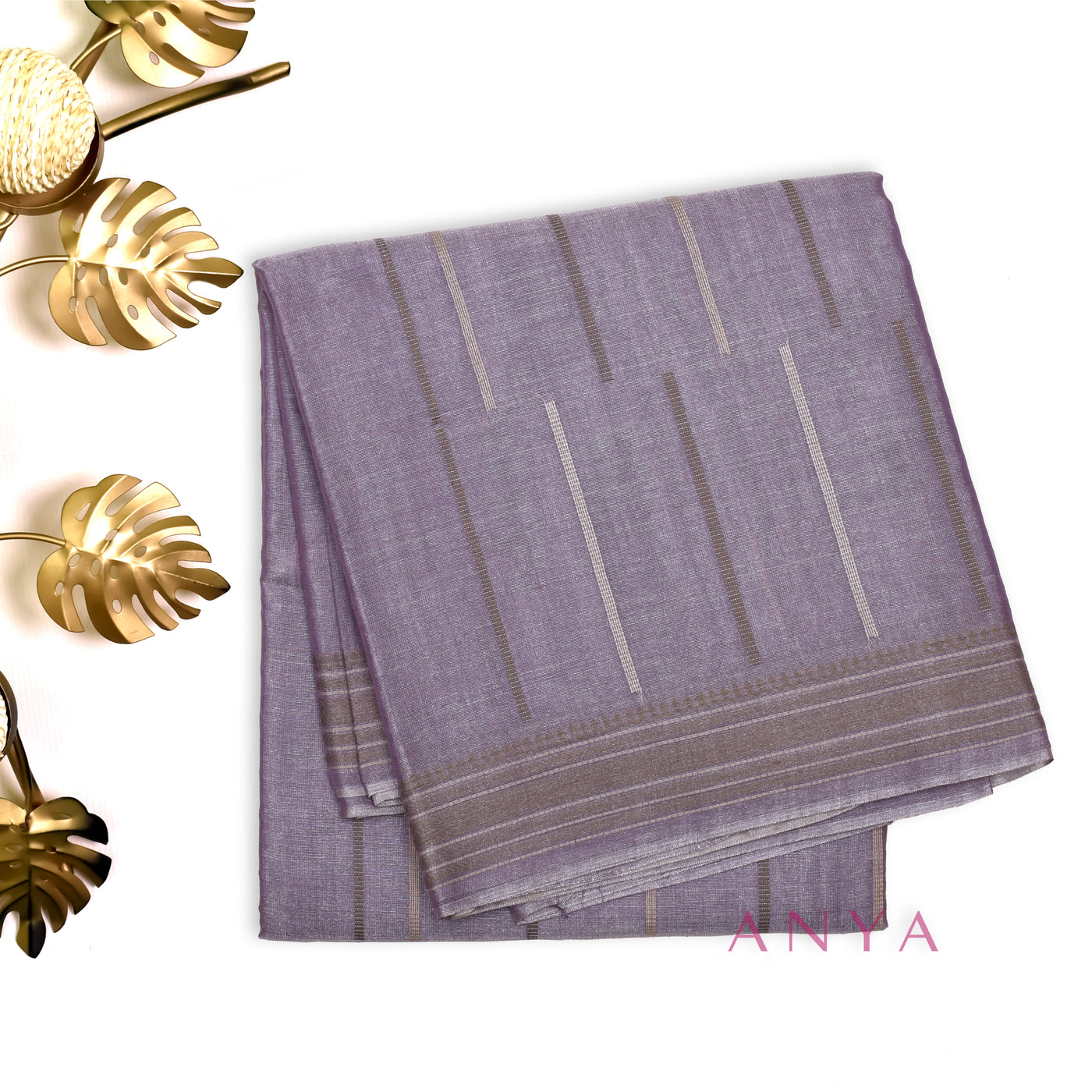 Lavender Sico Saree with Thread Lines Design