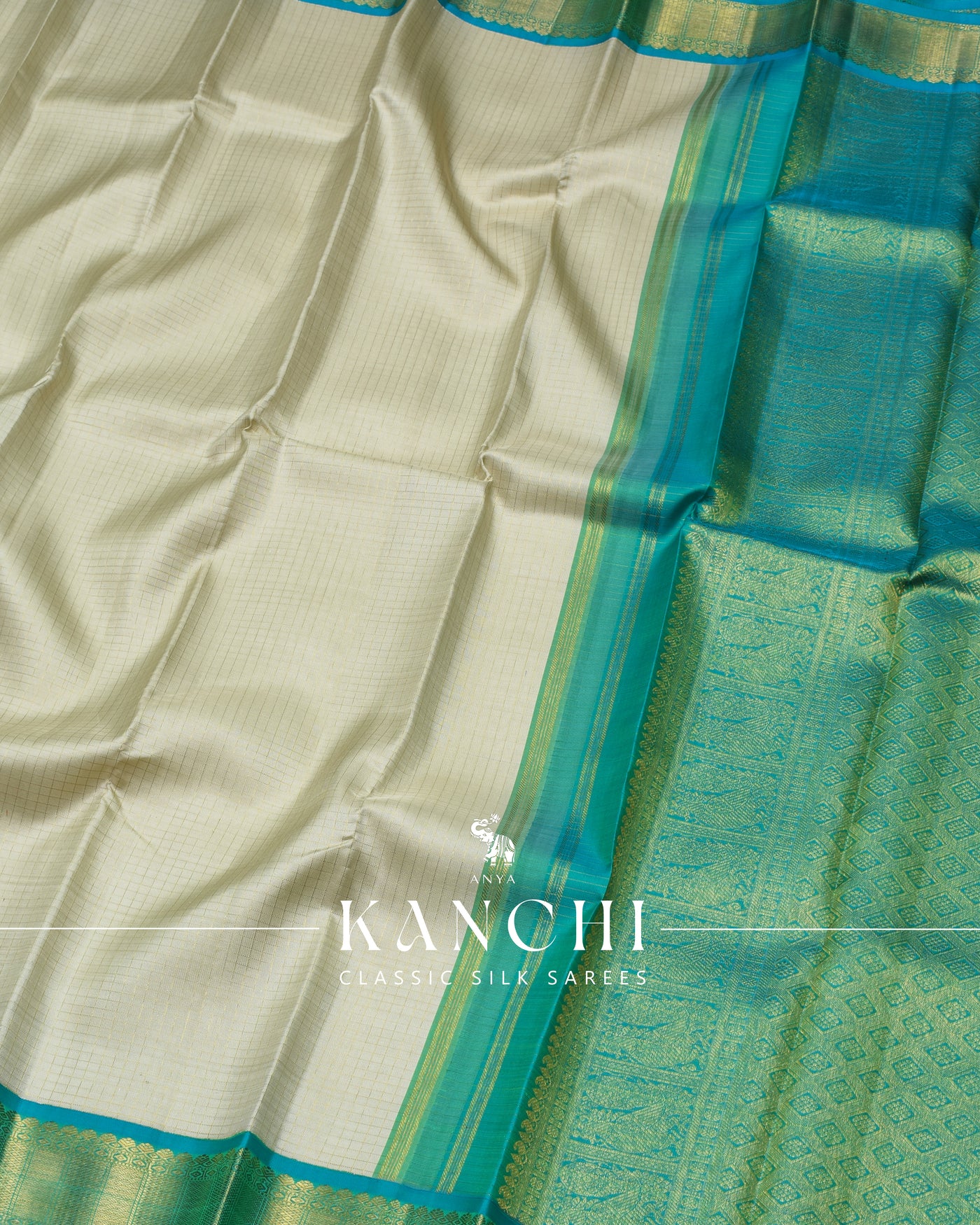 Off White Kanchi Classic Saree with Small Zari Kattam Design