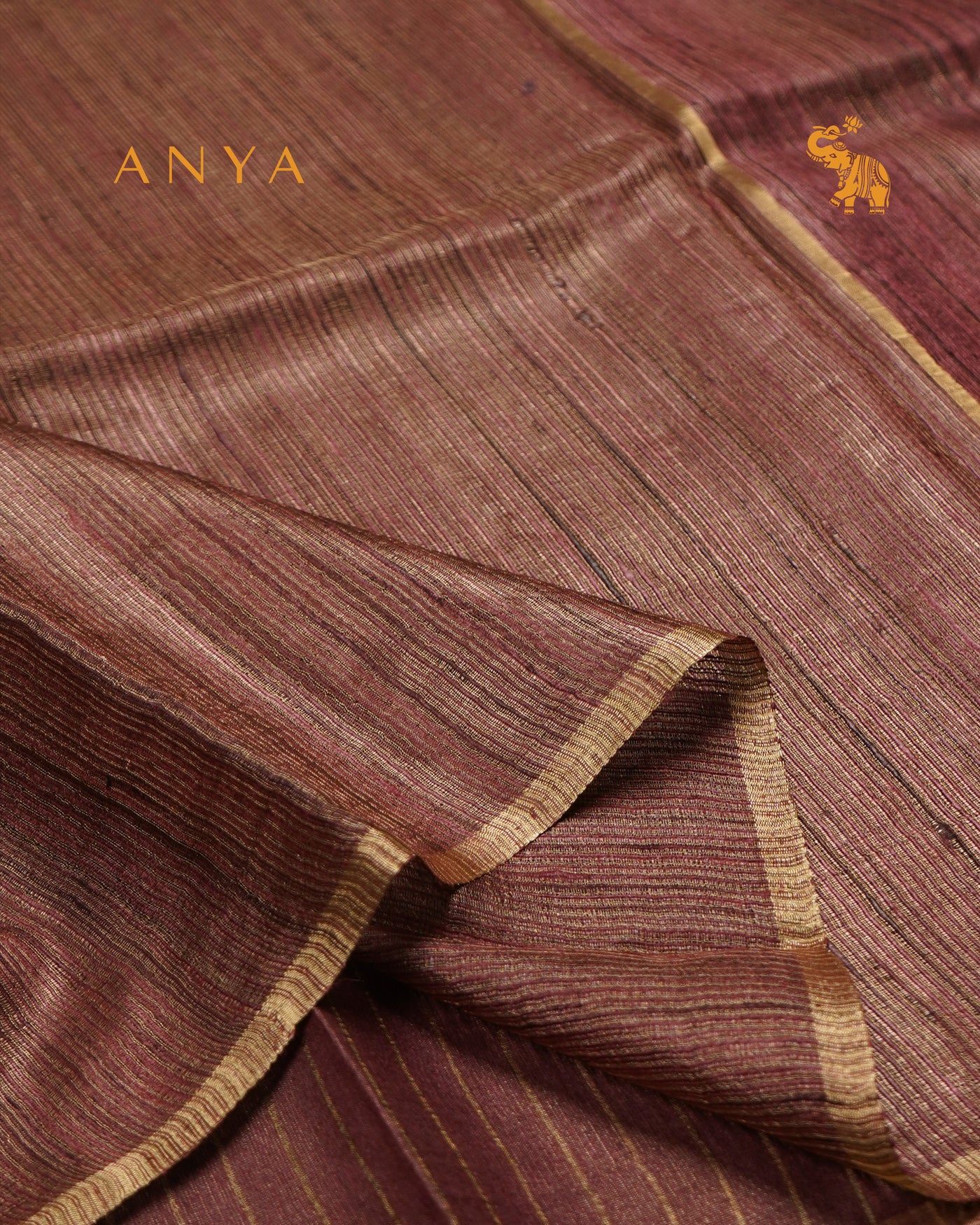 Arakku Red Tussar Silk Saree with Stripes Design