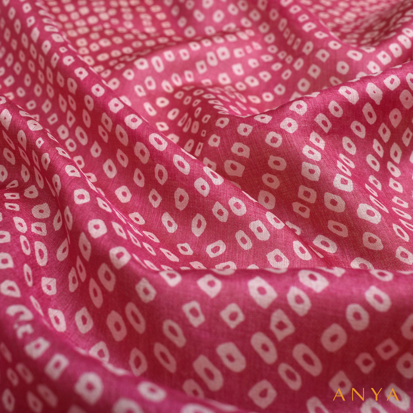 Pink Tussar Silk Fabric with Small Round Design