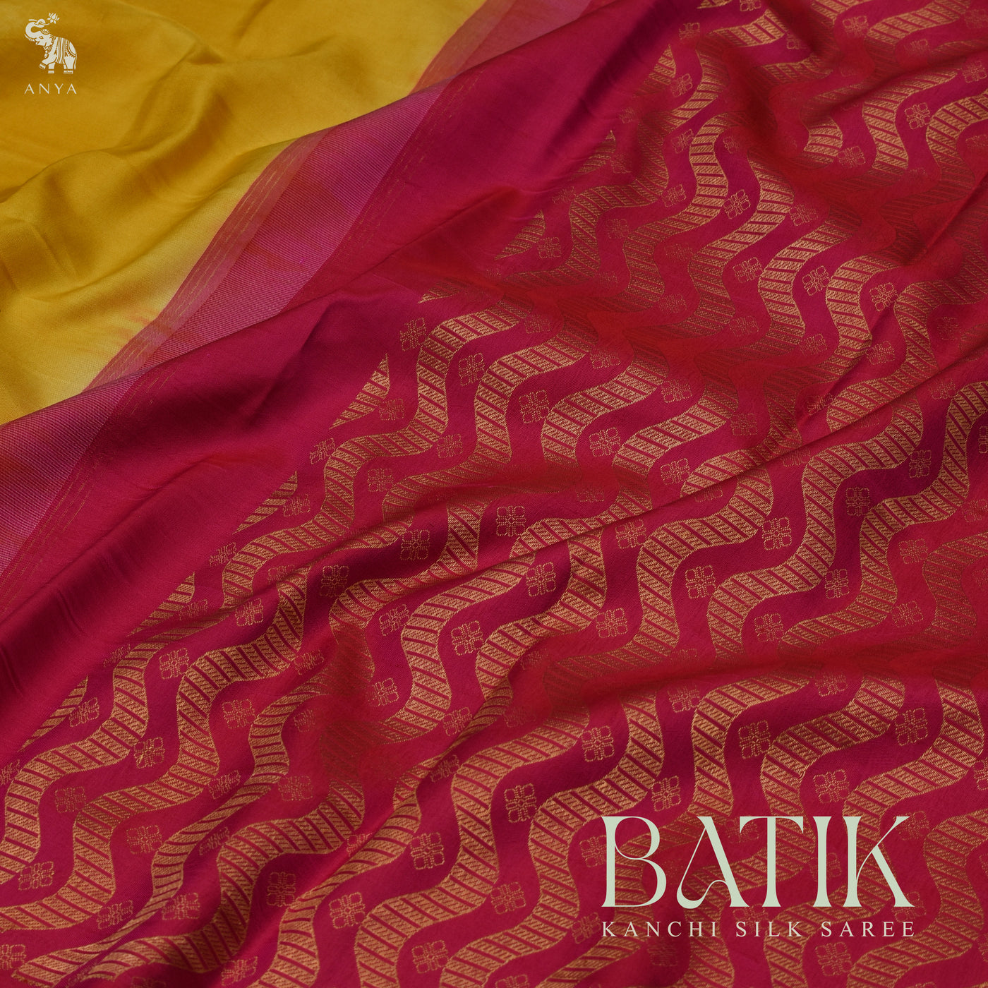 Mustard Batik Kanchi Silk Saree