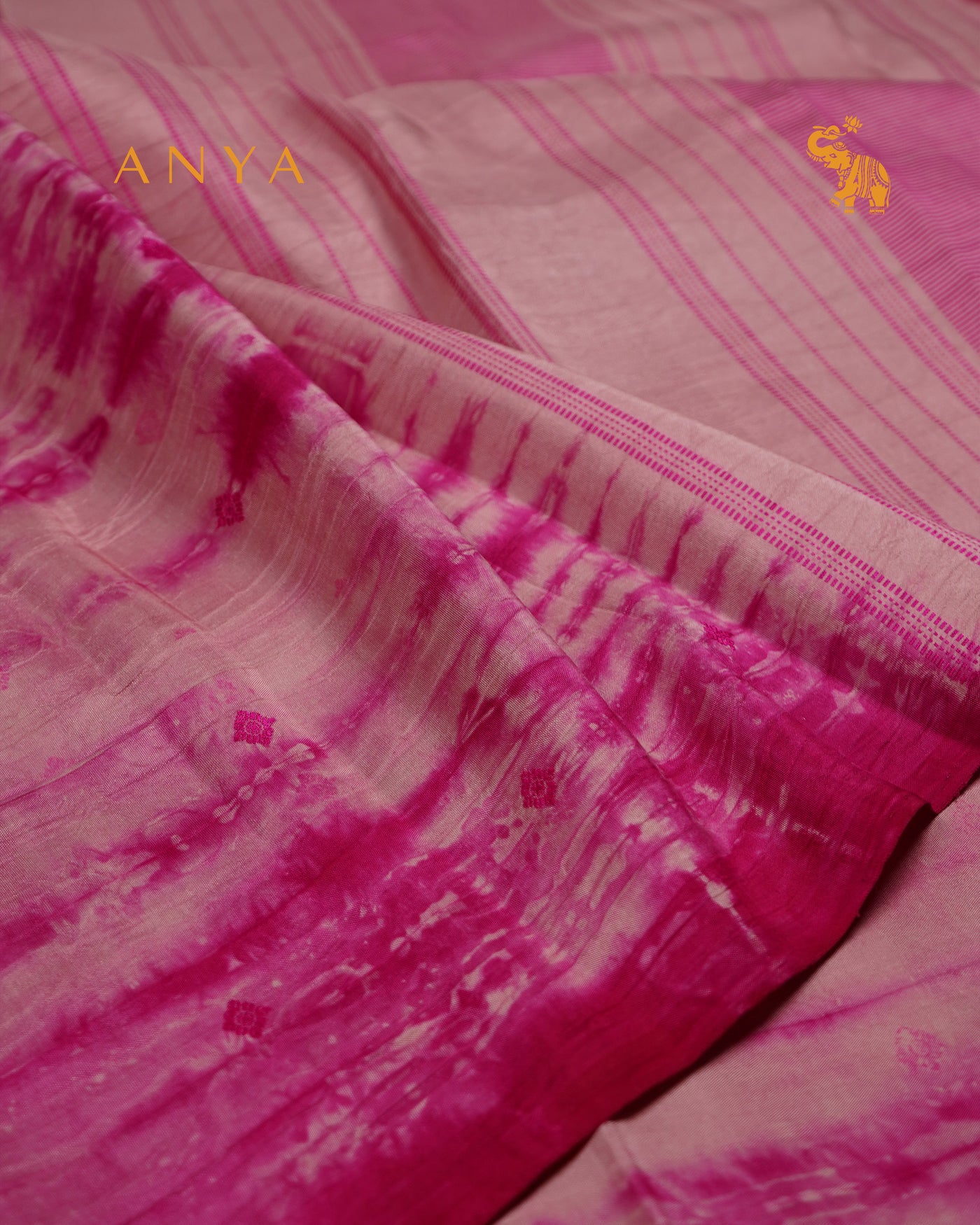 Pink Shibori Kanchi Silk Saree with Small Thread Butta Design