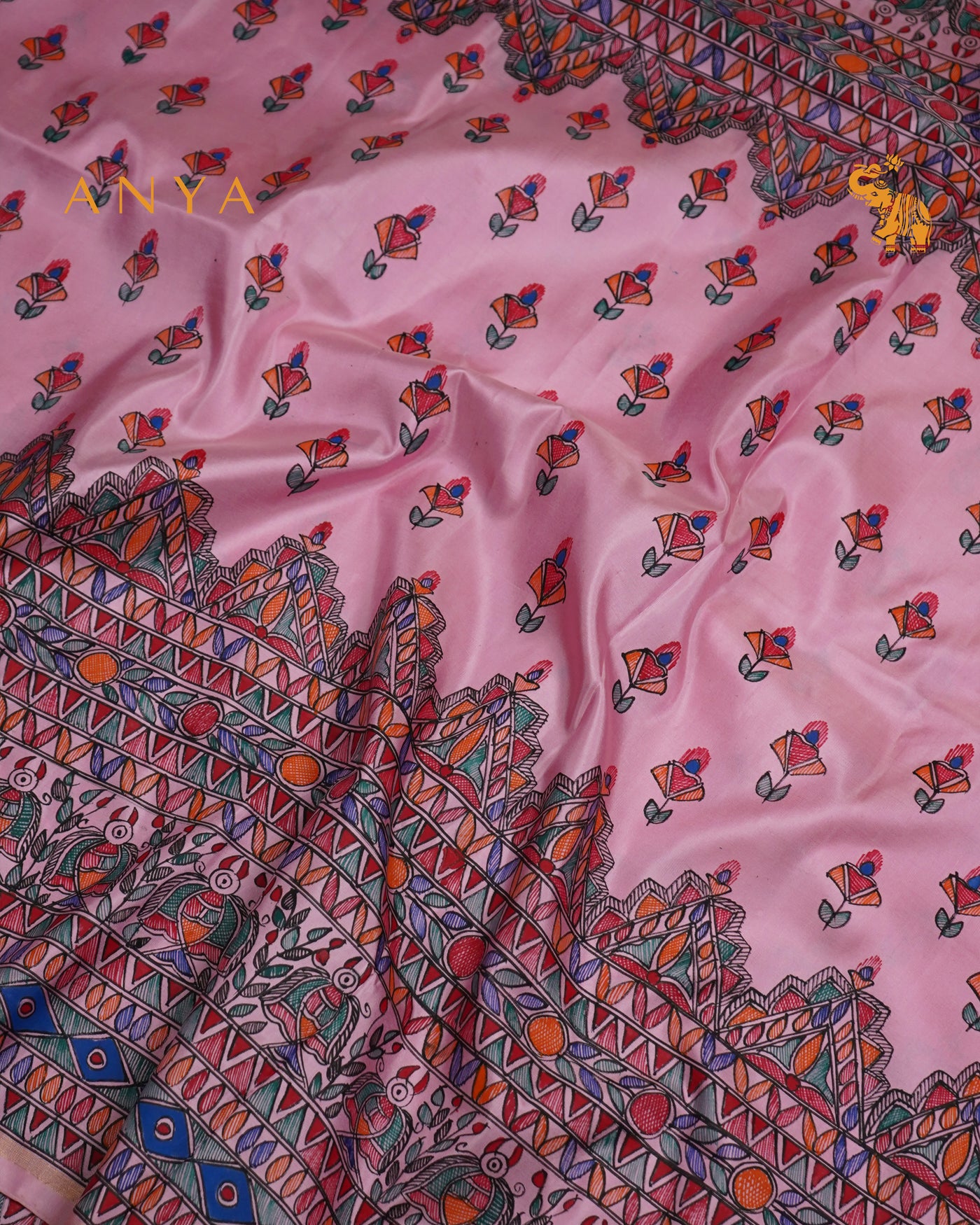 Pink Madhubani Kanchi Silk Saree