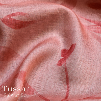 Peach Tussar Silk Salwar with Floral Design